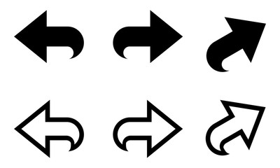 arrow shortcut icon vector silhouette isolated on white background