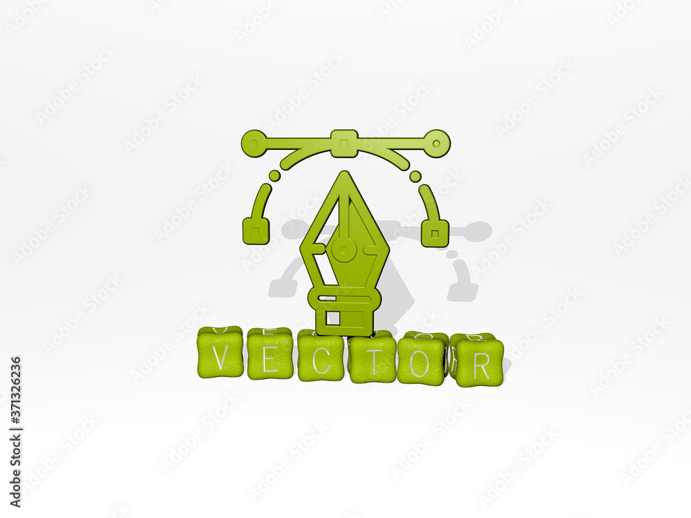 Poster vector 3d icon on cubic text - 3d illustration