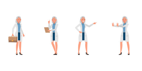 Woman Scientist character vector design. Presentation in various action.