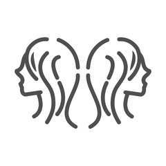 twins female heads character white background line style icon
