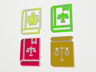 LAW BOOK 4 icons set - 3D illustration