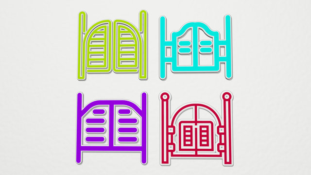 SALON colorful set of icons - 3D illustration for beauty and care