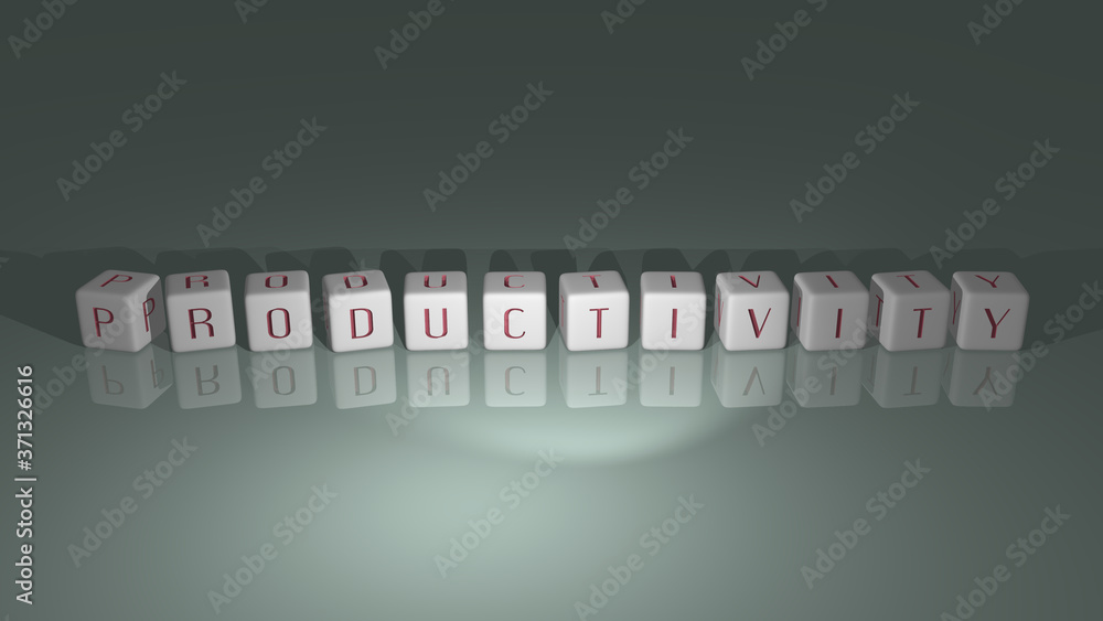 Poster productivity built by dice letters and color crossing for the related meanings of the concept by 3d 