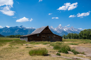 Fototapeta na wymiar One of the historic Mouton barns on Mormon Row in Wyoming, USA