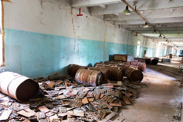 Abandoned House Interior In Chernobyl.Chernobyl radioactive contamination. Consequences of looting...