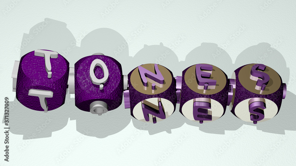 Poster tones text by dancing dice letters - 3d illustration for background and abstract