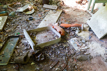 Abandoned House Interior In Chernobyl.Chernobyl radioactive contamination. Consequences of looting...