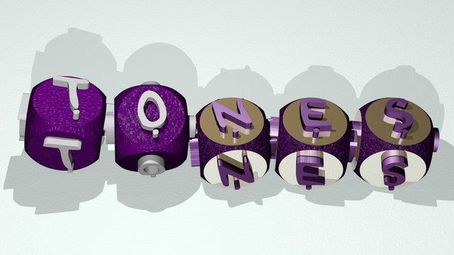 tones text by dancing dice letters - 3D illustration for background and abstract