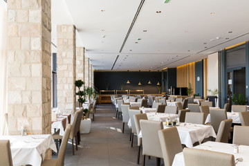 Interior of a empty hotel restaurant