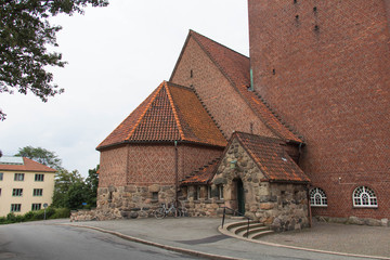 Fototapeta na wymiar Gothenburg, Sweden - June 18 2019: exterior view of Masthugget Church on June 18 2019 in Gothenburg, Sweden.