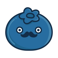 kawaii mustache blueberry cartoon illustration