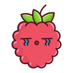 kawaii sad raspberry cartoon illustration