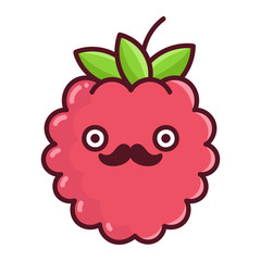 kawaii mustache raspberry cartoon illustration