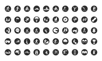 extreme sport active lifestyle block and flat icons set