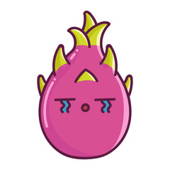 Obraz premium kawaii sad dragon fruit cartoon illustration