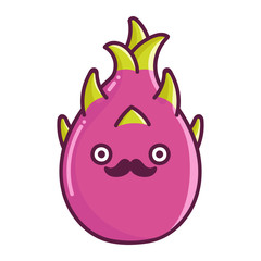 kawaii mustache dragon fruit cartoon illustration