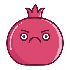 kawaii mad pomegranate fruit cartoon illustration