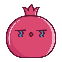 kawaii sad pomegranate fruit cartoon illustration
