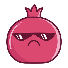 kawaii sunglasses pomegranate fruit cartoon illustration