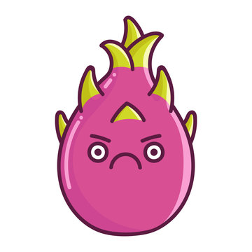 Kawaii Dragon Fruit Cartoon Illustration