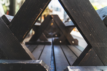 wooden bench close up