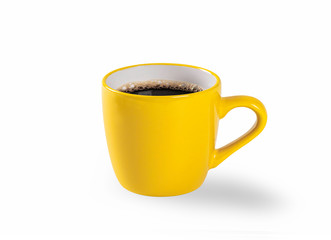  yelow coffee cup isolated on white background.