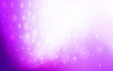 Light Pink vector background with xmas snowflakes. Snow on blurred abstract background with gradient. New year design for your ad, poster, banner.