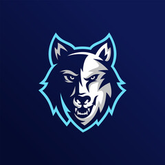 wolf esport gaming mascot logo template