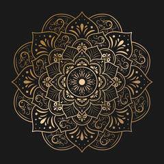 Circular gold Mandala with vintage floral style, Vector mandala Oriental pattern, Hand drawn decorative element. Unique design with petal flower. Concept relax and meditation use for page logo book