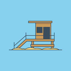 Beach lifeguard tower icon illustration