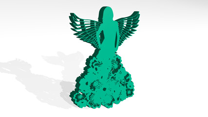 Fototapeta premium WOMAN WITH WINGS 3D icon casting shadow - 3D illustration for beautiful and young