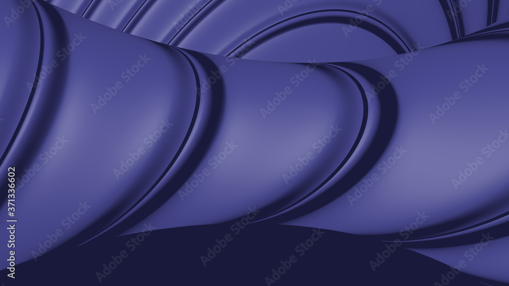 Poster 3d illustration of a background in midnight blue color with special texture of moving groove lines f