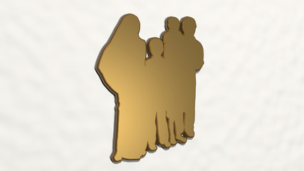 MUSLIM FAMILY 3D drawing icon - 3D illustration for arabic and arab