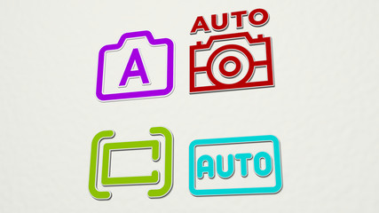 auto colorful set of icons - 3D illustration for car and automobile