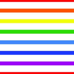Seamless pattern of rainbow stripes on white background. Rainbow LGBT pride flag. International Day Against Homophobia, Pride Month symbol. Colorful design style in horizontal view