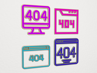 error 4 icons set - 3D illustration