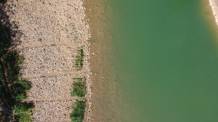 top view of clean and green river