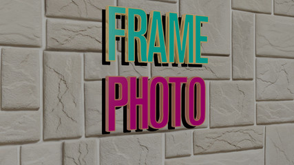 Fototapeta na wymiar frame photo text on textured wall - 3D illustration for background and design