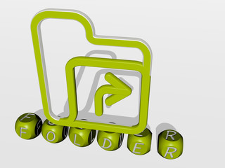 FOLDER cubic letters with 3D icon on the top - 3D illustration for business and background