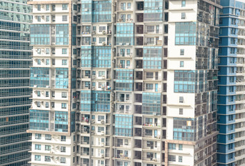 Fototapeta premium Residential living in Manila high rise apartment buildings.
