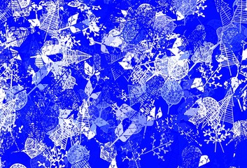 Light BLUE vector doodle background with trees, branches.