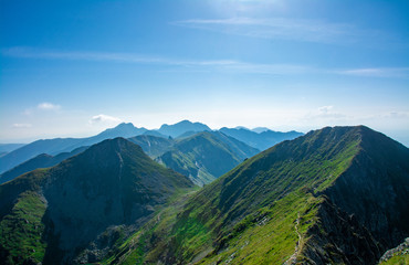 landscape with Fagaras mountains in summer