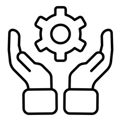 Obraz premium Gear In Hands Flat Icon Isolated On White Background