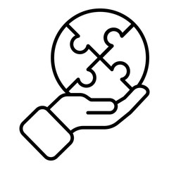 Jigsaw In Hand Flat Icon Isolated On White Background