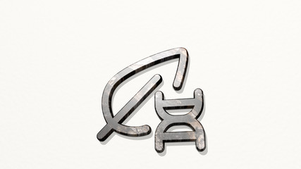 Fototapeta premium GMO FOOD LEAF DNA 3D icon on the wall - 3D illustration for concept and free