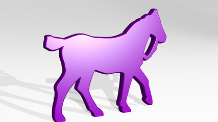 horse 3D icon casting shadow - 3D illustration for animal and background