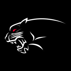 Angry panther head vector illustration. Simple black panther head. Panther logo and mascot