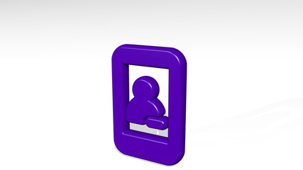 PHONE ACTION REMOVE USER 3D icon casting shadow - 3D illustration for mobile and business