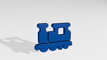 railroad locomotive 3D icon casting shadow - 3D illustration for train and railway