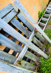 old wooden ladder and pallet